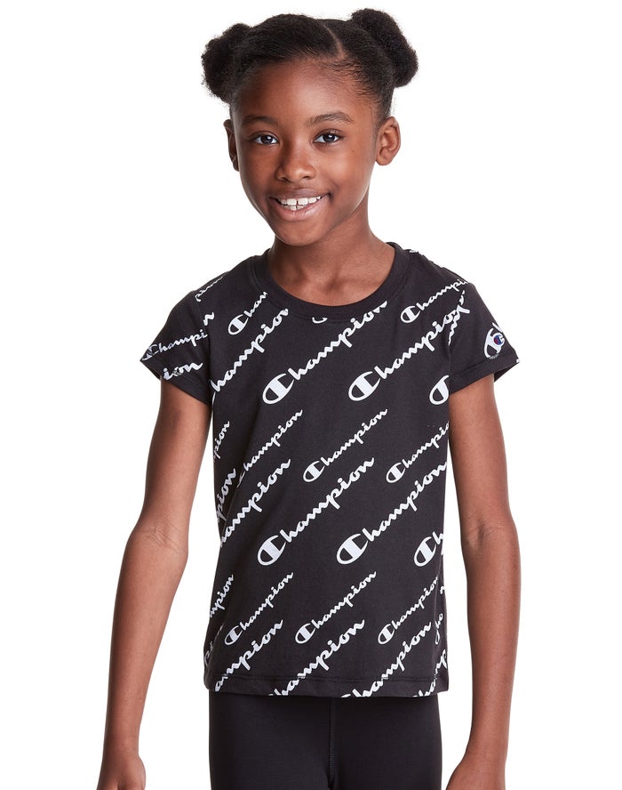 Camiseta Champion Niña - Classic All Over Logo ( Negras ) 3984201-TN